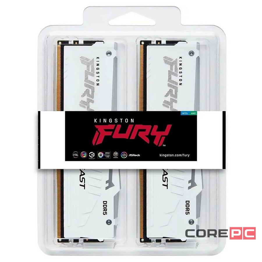 Оперативная память 64 Gb 6000 MHz Kingston FURY Beast RGB White (KF560C30BWEAK2-64)