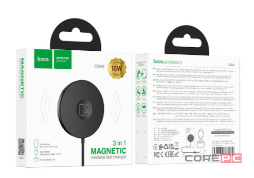 Беспроводное заряд. устр. магнитное Hoco CW41 15W черное