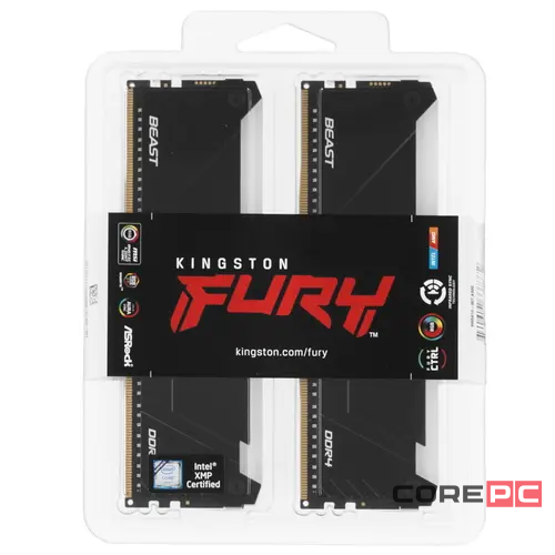 Оперативная память 64 Gb 3600 MHz Kingston FURY Beast RGB Black XMP (KF436C18BB2AK2/64)