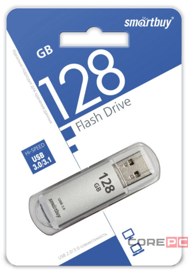 3.0 USB флеш накопитель Smartbuy 128GB V-Cut Silver (SB128GBVC-S3)