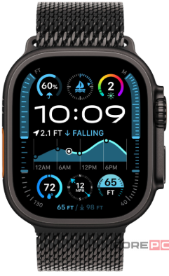 Apple Watch Ultra 2 (2024) 49mm Black Titanium Case with Black Titanium Milanese Loop (L)