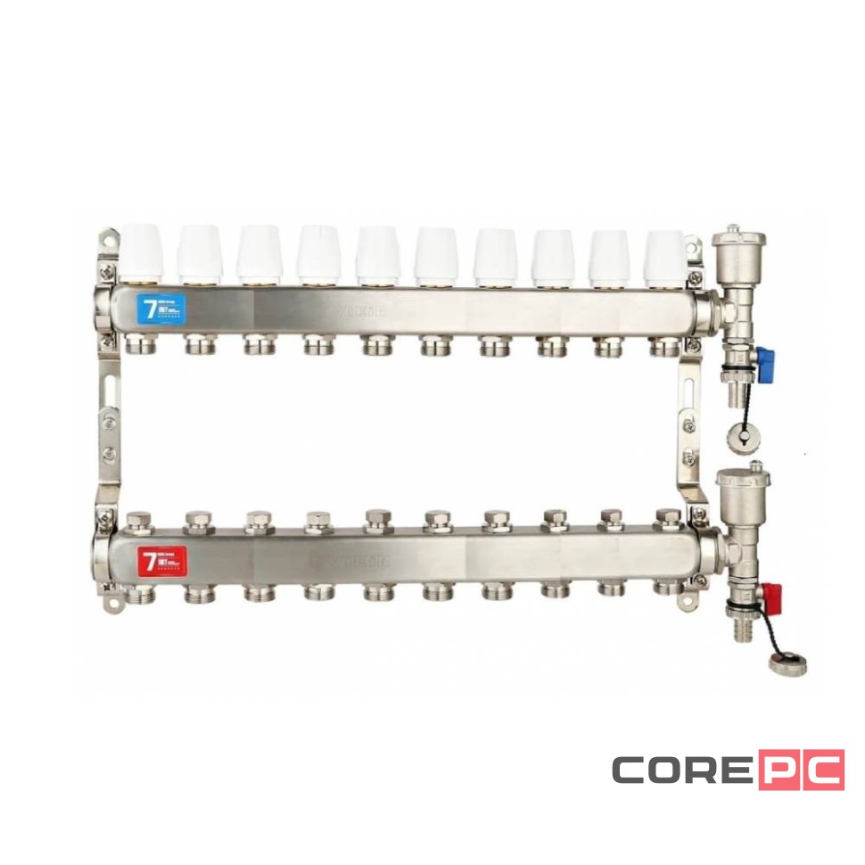 Группа коллект. VIEIR 1quot;х10х3/4quot; без/расходомер, с дренаж. кр, воздухоотвод., нерж. ст VR115-10A