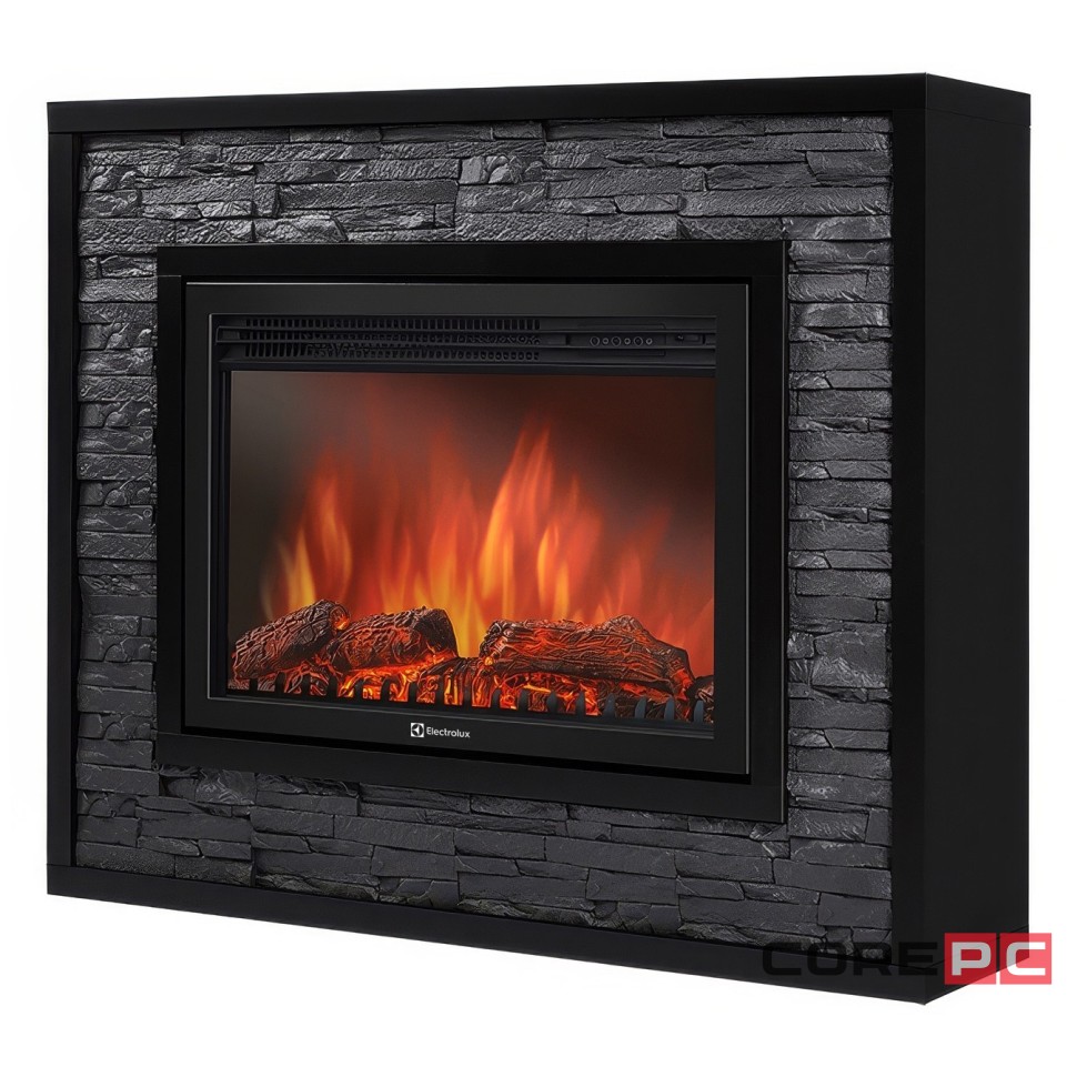 Портал Firelight Loft 30 камень черный, черная эмаль