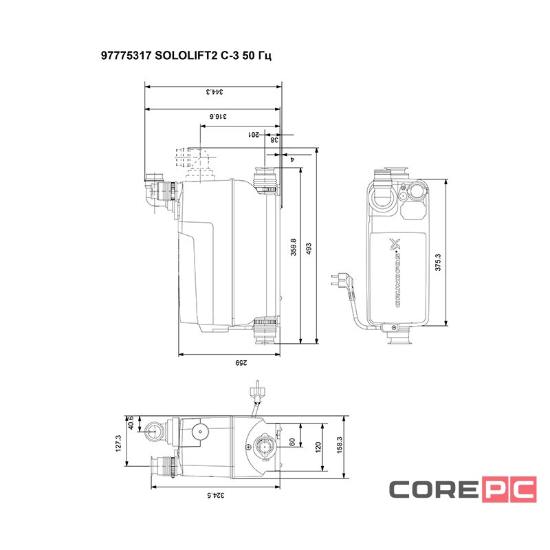 Установка канализационная Grundfos SOLOLIFT 2 C-3