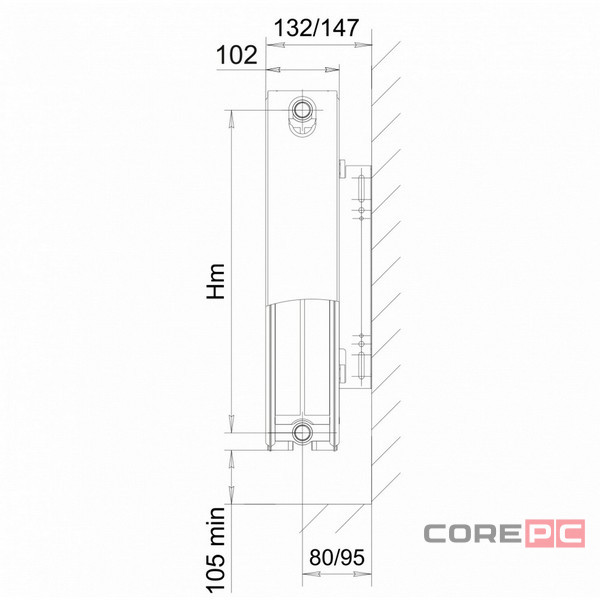 Радиатор стальной панельный LEMAX тип C22 бок/п 300х900 (1311 Вт) с кронштейнами