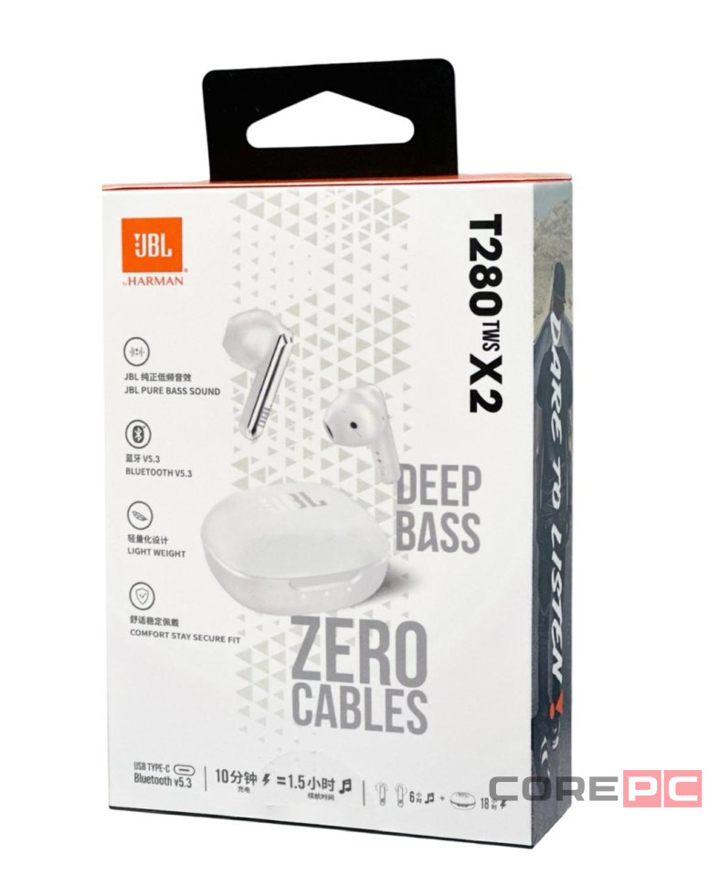 Беспроводные наушники TWS JBL T280 X2 серебристые