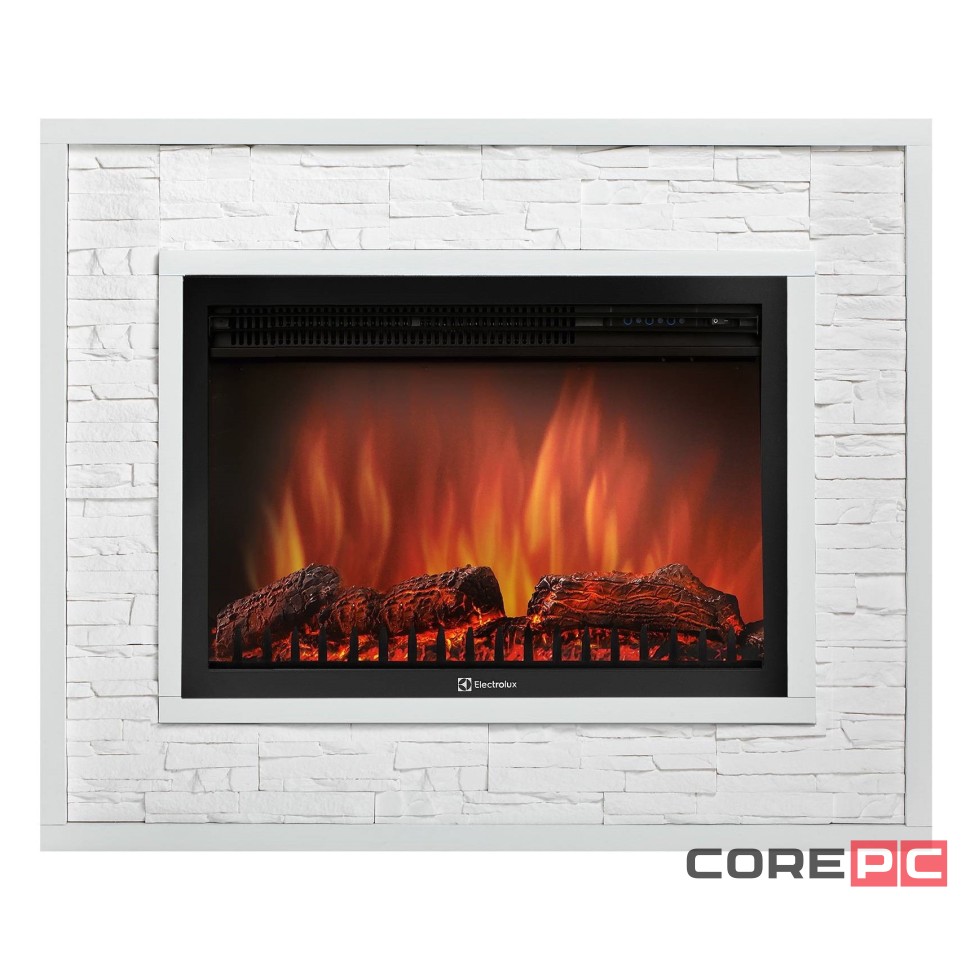Каминокомплект:ОчагElectrolux EFP/P-3020LS с порталом Loft 30 камень белый, белая эмаль