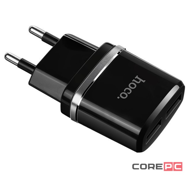 Сетевое зар. устр. Hoco C12 2USB 2.4A черное