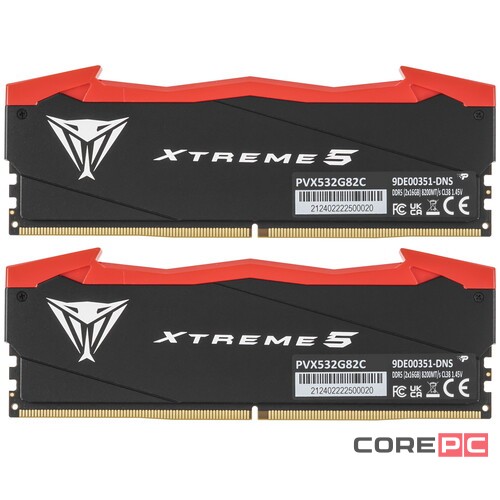 Оперативная память 32 Gb 8200 MHz PATRIOT XTREME 5 RGB Black (PVX532G82C38K)