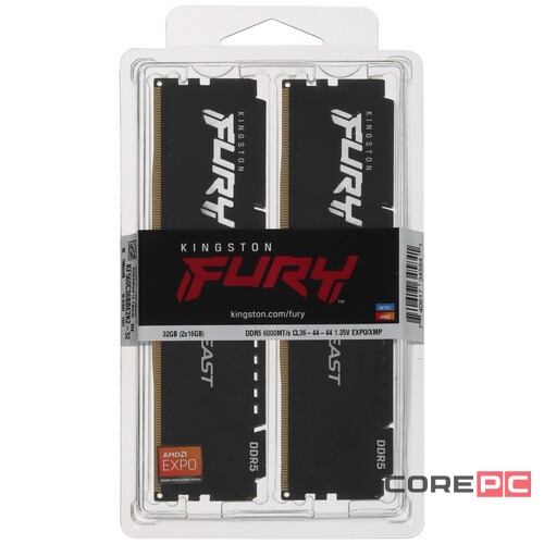 Оперативная память 32 Gb 6000 MHz Kingston FURY Beast (KF560C36BBE2K2-32)