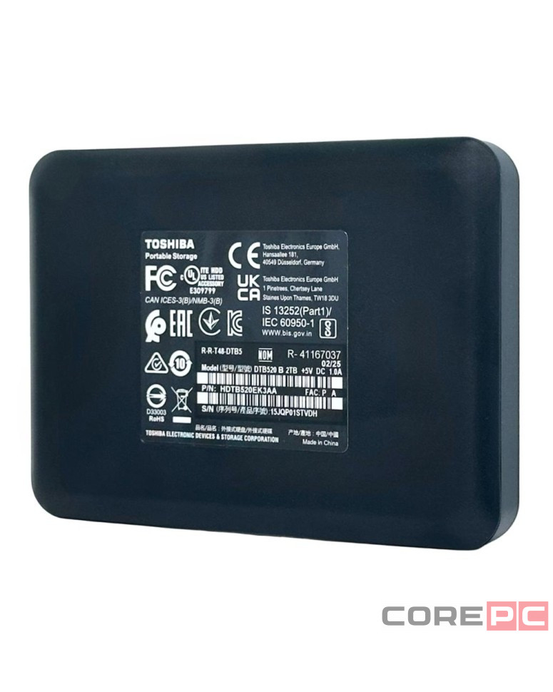 Внешний HDD Toshiba Canvio Basics 2TB (HDTB520EK3AA) черный