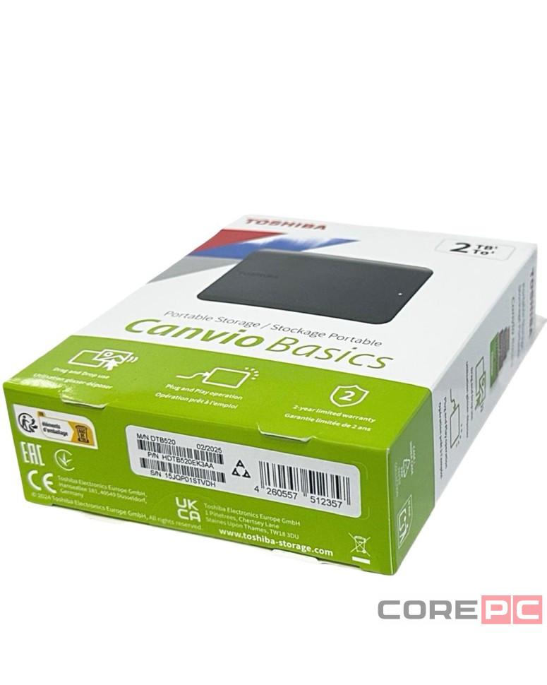 Внешний HDD Toshiba Canvio Basics 2TB (HDTB520EK3AA) черный