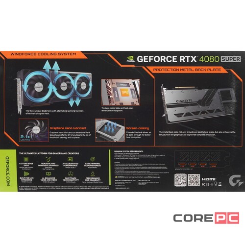 Видеокарта Gigabyte (GV-N408SWF3V2-16GD) GeForce RTX 4080 SUPER 16GB WINDFORCE V2
