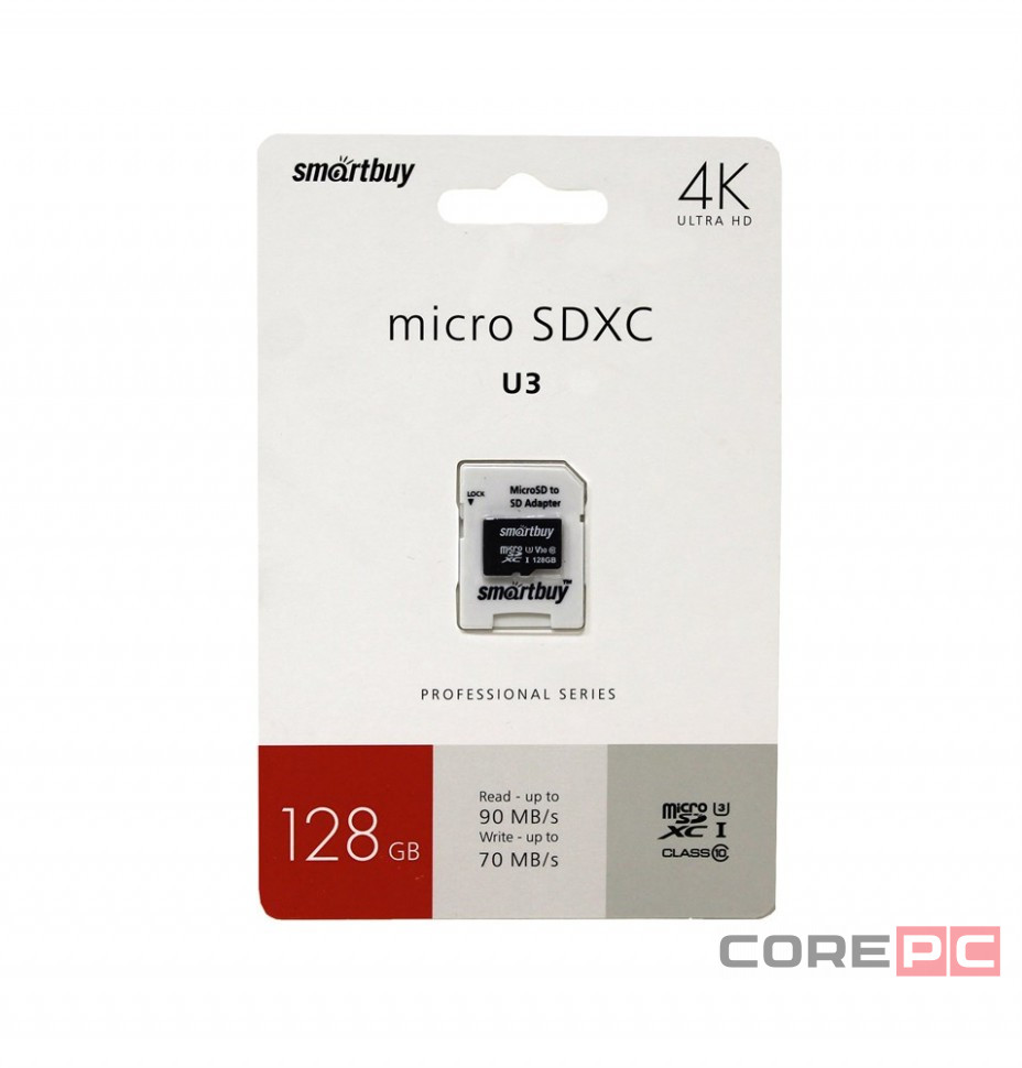 micro SDXC карта памяти Smartbuy 128GB U3 V30 A1 Advanced R/W up to 90/55 с адапт. (SB128GBSDU1A-AD)