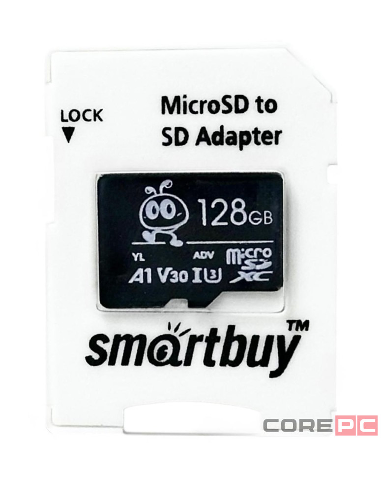 micro SDXC карта памяти Smartbuy 128GB U3 V30 A1 Advanced R/W up to 90/55 с адапт. (SB128GBSDU1A-AD)