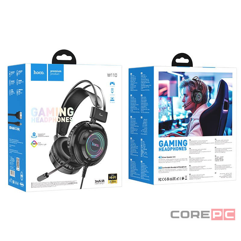 Стереонаушники Bluetooth полноразмерные HOCO W110 черные