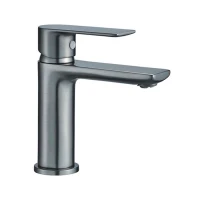 Смеситель для раковины Haiba HB10505-3, рычажное управление, цвет оружейная сталь