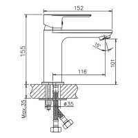 Смеситель для раковины Haiba HB10505-3, рычажное управление, цвет оружейная сталь