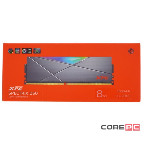 Оперативная память 8 Gb 3600 MHz ADATA XPG SPECTRIX D50 RGB (AX4U36008G18I-ST50)