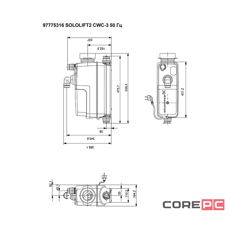 Установка канализационная Grundfos SOLOLIFT 2 CWC-3