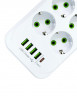 Сетевой фильтр Yemstza 2500W-10A(Max) 10 розеток+4USB+1USB-C 2м. белый