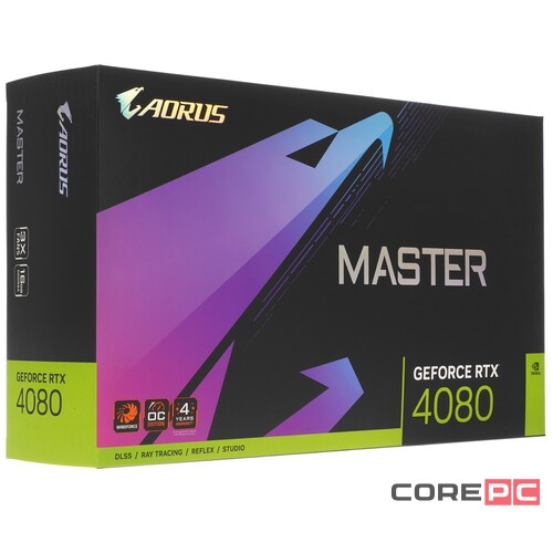 Видеокарта Gigabyte (GV-N4080AORUS M-16GD) GeForce RTX 4080 AORUS 16GB MASTER