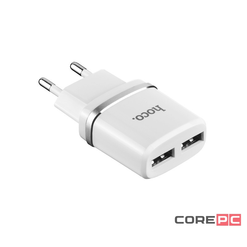 Сетевое зар. устр. Hoco C12 2USB 2.4A белое