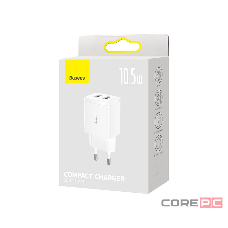 Сетевое зар. устр. Baseus Compact 10.5W 2USB CCXJ010202 белое
