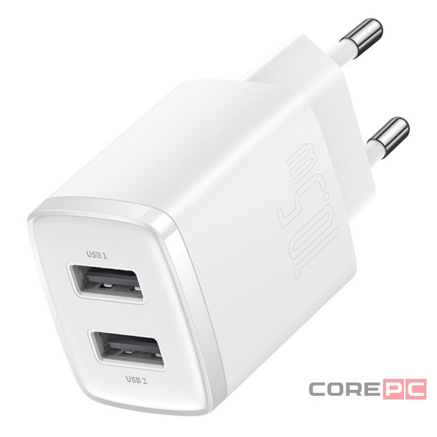 Сетевое зар. устр. Baseus Compact 10.5W 2USB CCXJ010202 белое