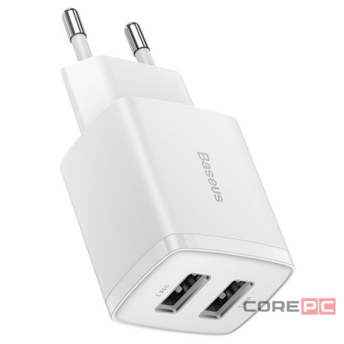 Сетевое зар. устр. Baseus Compact 10.5W 2USB CCXJ010202 белое
