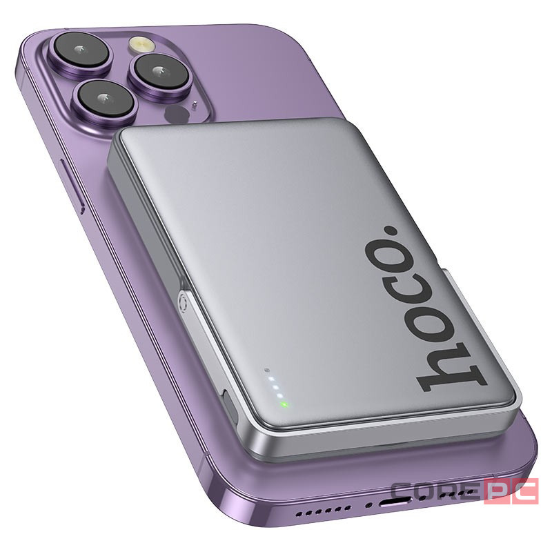 Powerbank с беспроводной зарядкой MagSafe Hoco Q36 5000mAh 1USB-C 20W серый