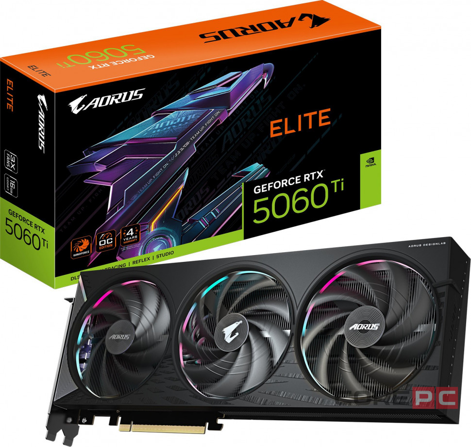 Видеокарта Gigabyte (GV-N506TAORUS E-16GD) GeForce RTX 5060 Ti 16GB AORUS ELITE