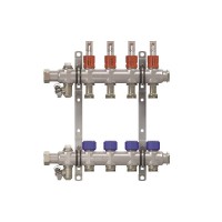 Группа коллекторная ELSEN 1quot; 6 контуров, размер отвода-3/4quot; с вентилями, нерж. сталь