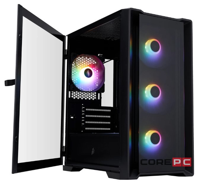 Компьютерный корпус 1STPLAYER TRILOBITE T4-G GLASS FRGB Black (T4-G-BK-4F1)