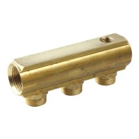 Коллектор HENCO латунный под евроконус с отверстием для воздухоотводчика, 1quot; - 7x3/4quot;НР - 3/8quot;