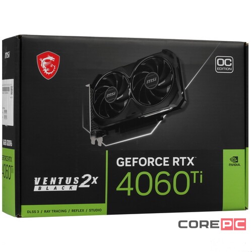 Видеокарта MSI (RTX 4060 Ti VENTUS 2X BLACK 16G OC) GeForce RTX 4060 Ti 16GB VENTUS 2X BLACK OC