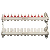 Группа коллекторная ONDO нерж сталь 12 вых. с автомат. воздухоотвод., расход. и термостат. клапанами