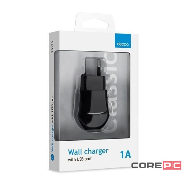 Сетевое зарядное устройство Deppa Wall charger (23121) 5W 1A с разъемом mini USB (чёрный)