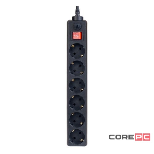 Сетевой фильтр Perfeo Power+ (PF-PP-6/5,0-B) 5м/6 розеток черный