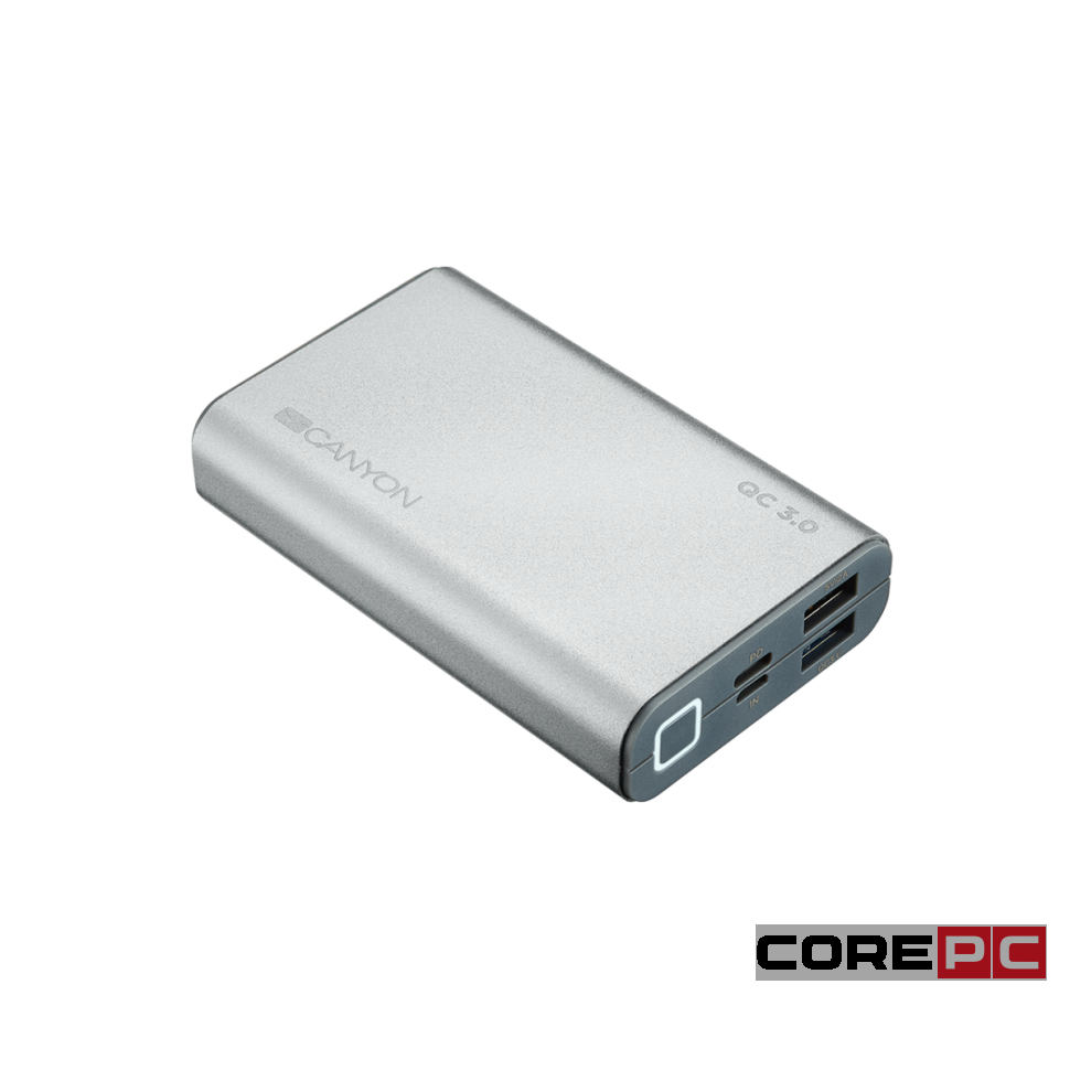 Внешний аккумулятор Canyon Li-Pol 10000mAh (CND-TPBQC10S) (серебристый)