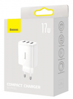 Сетевое зар. устр. Baseus Compact 17W 3USB (CCXJ020102) белое