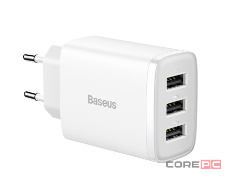 Сетевое зар. устр. Baseus Compact 17W 3USB (CCXJ020102) белое