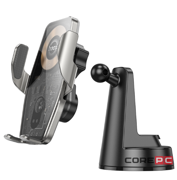 Держатель c беспроводной зарядкой на торпеду Hoco HW27 15W с зажимом черный