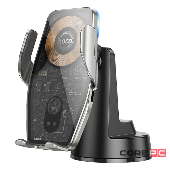 Держатель c беспроводной зарядкой на торпеду Hoco HW27 15W с зажимом черный