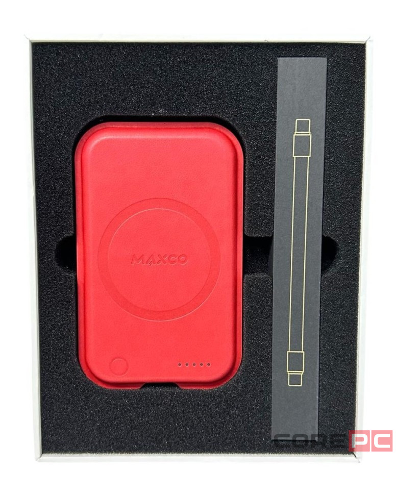 Powerbank с беспроводной зарядкой MagSafe Maxco MP26 5000mAh 15W красный