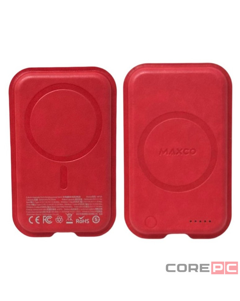 Powerbank с беспроводной зарядкой MagSafe Maxco MP26 5000mAh 15W красный