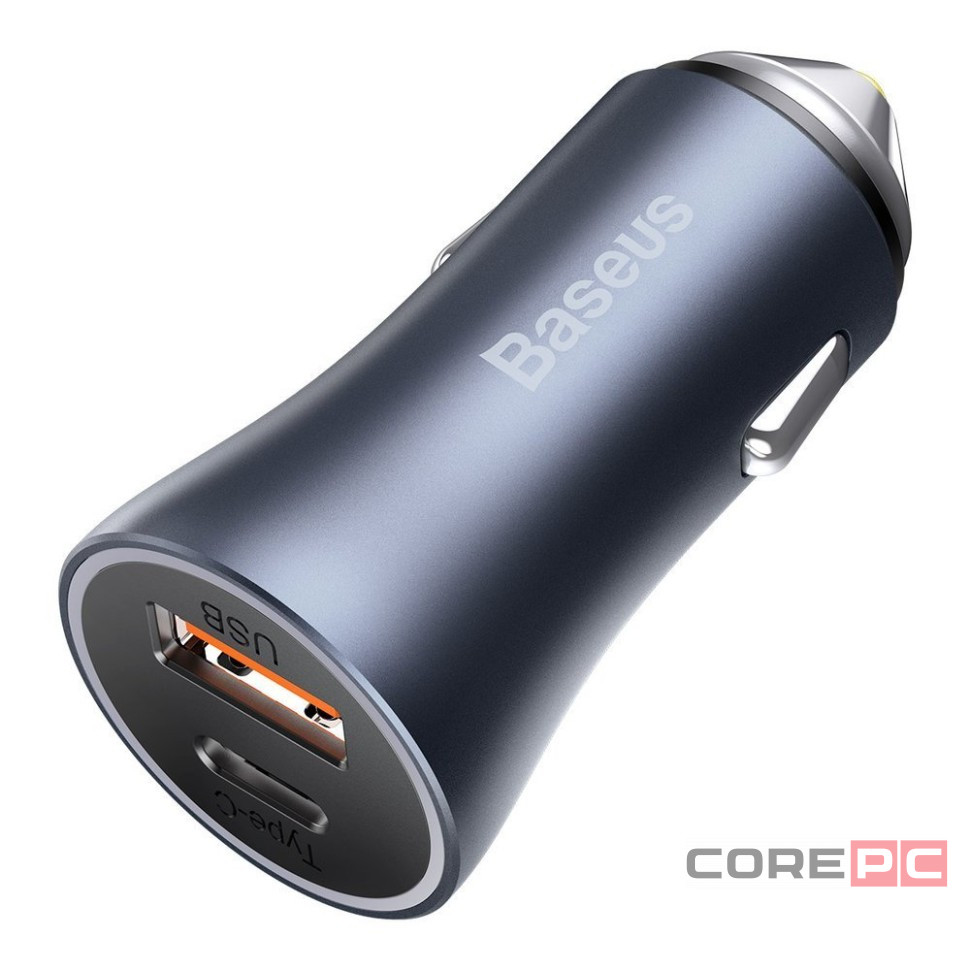 Автомобильное заряд. устр. Baseus Golden Contactor Pro 1USB+1C 40W CCJD-0G серое