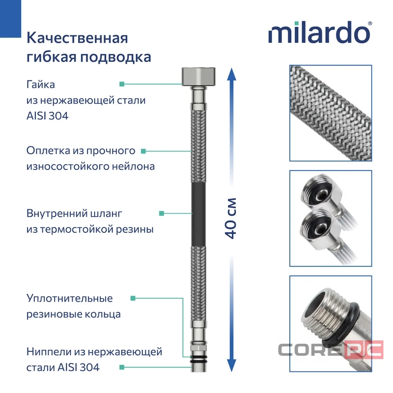 Смеситель для кухни Milardo POLSB0FM05, рычажное управление, цвет хром/черный