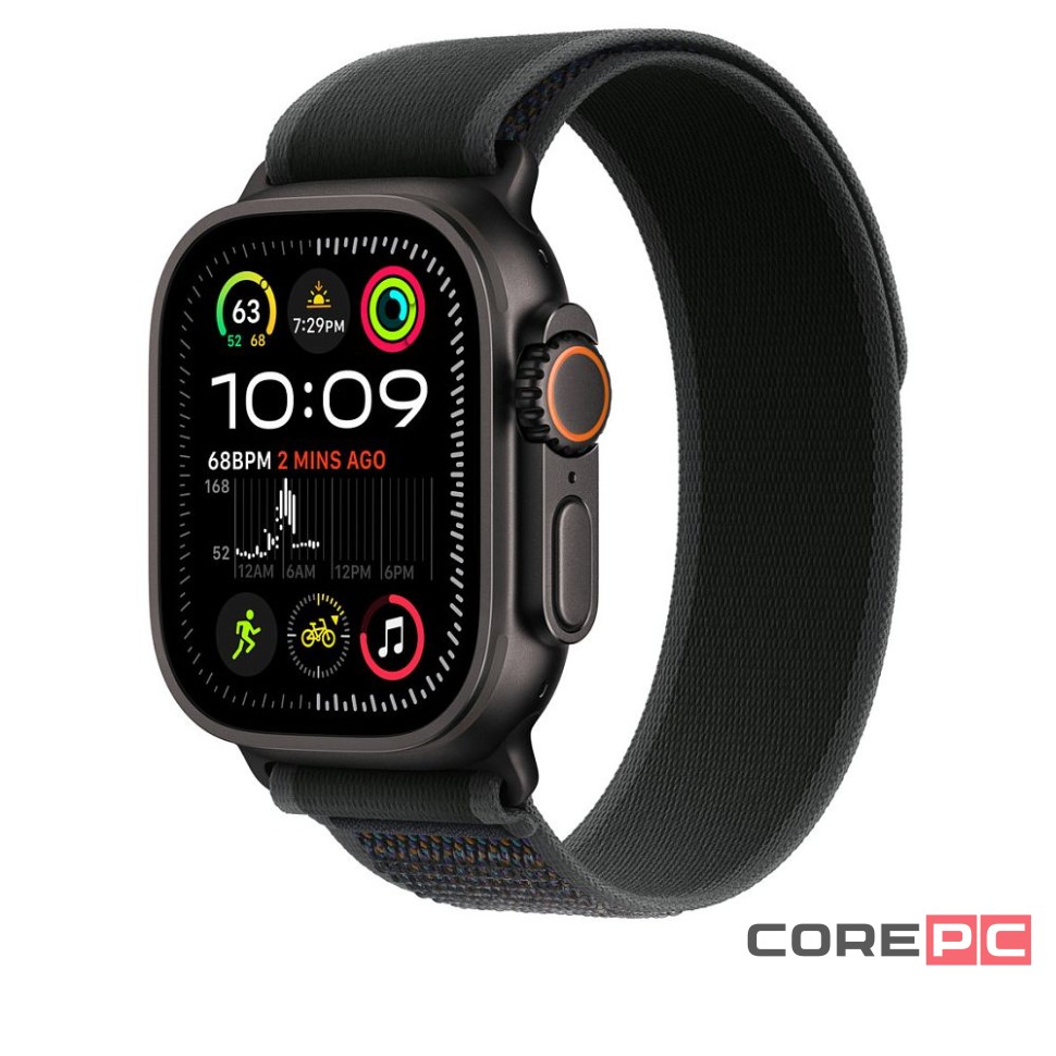 Ремешок Apple для Watch Ultra 49mm Black Trail Loop Natural Titanium Finish (S/M)