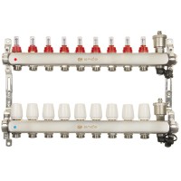 Группа коллекторная ONDO нерж сталь 9 вых. с автомат. воздухоотвод., расход. и термостат. клапанами